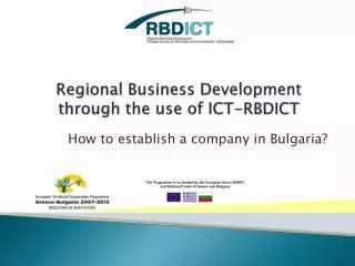 Regional Business Development through the use of ICT-RBDICT