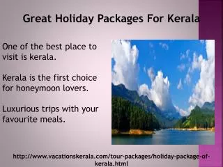 Great Holiday Packages for Kerala