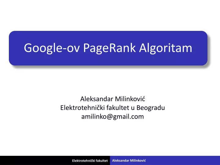 google ov pagerank algoritam