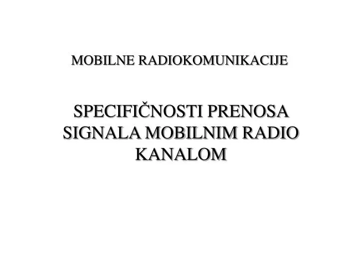 mobilne radiokomunikacije