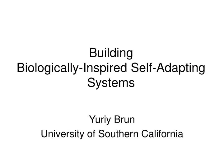 building biologically inspired self adapting systems