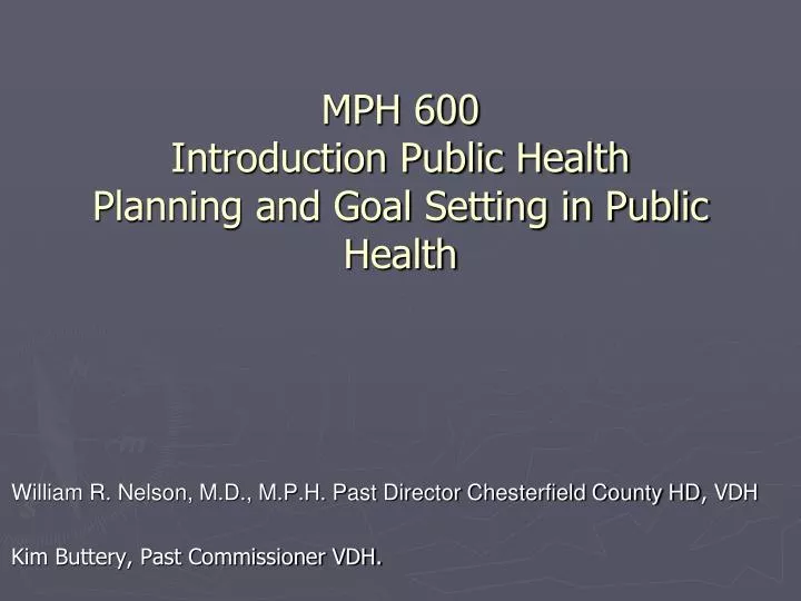 mph 600 introduction public health planning and goal setting in public health