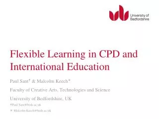 Flexible Learning in CPD and International Education