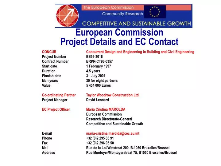 european commission project details and ec contact