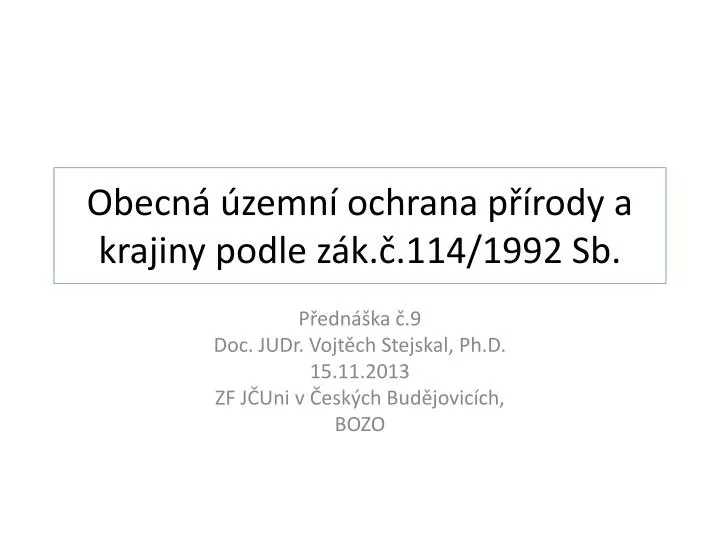 obecn zemn ochrana p rody a krajiny podle z k 114 1992 sb