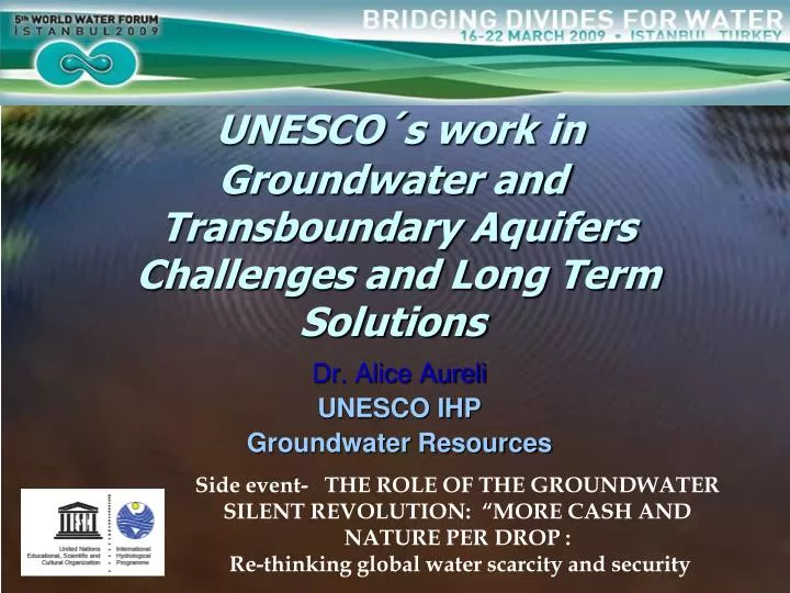 dr alice aureli unesco ihp groundwater resources