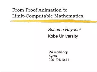 From Proof Animation to Limit-Computable Mathematics