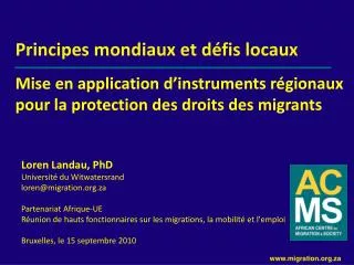 principes mondiaux et d fis locaux