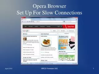 Opera Browser Set Up For Slow Connections