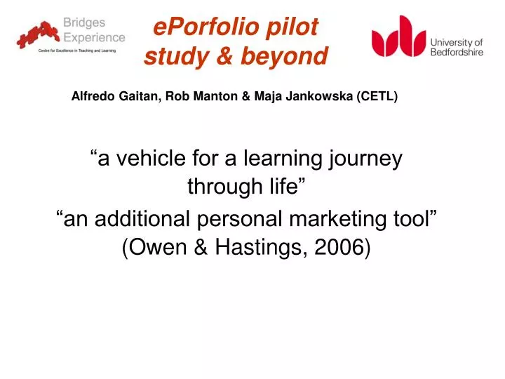 eporfolio pilot study beyond