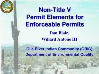 Non-Title V Permit Elements for Enforceable Permits