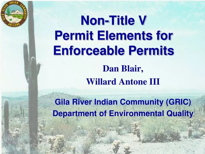 non title v permit elements for enforceable permits