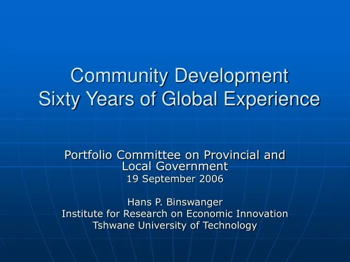 community development sixty years of global experience