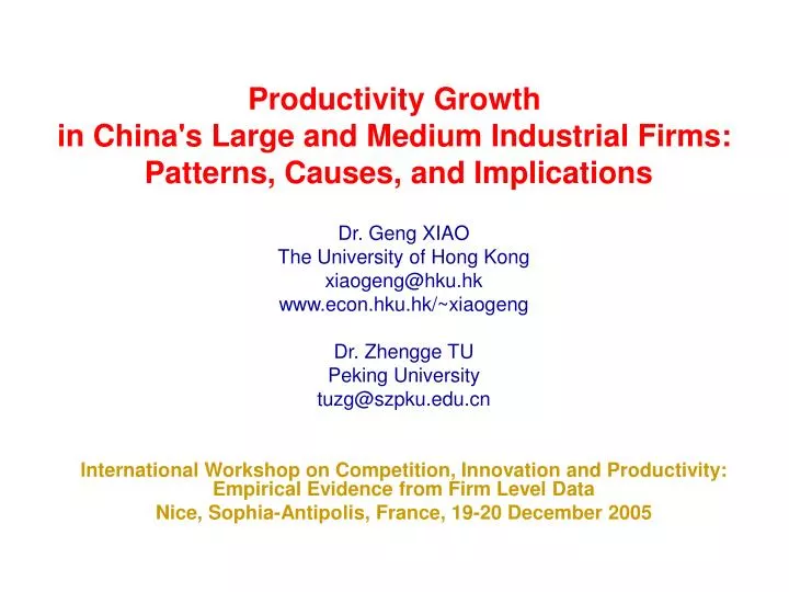 productivity growth in china s large and medium industrial firms patterns causes and implications