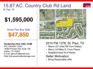 15.87 AC. Country Club Rd Land St. Paul, TX