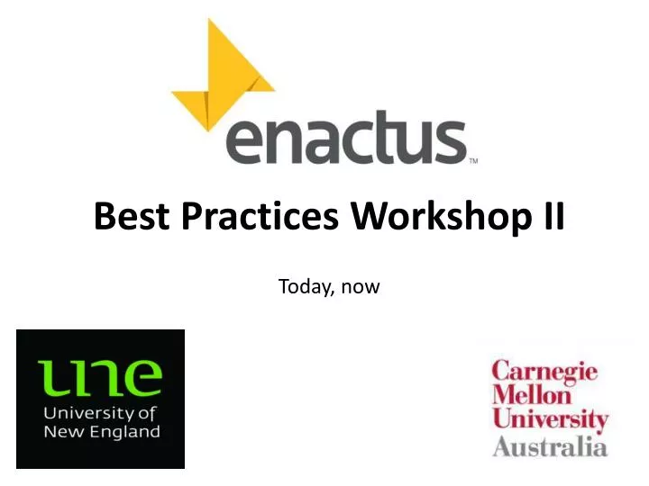 best practices workshop ii today now