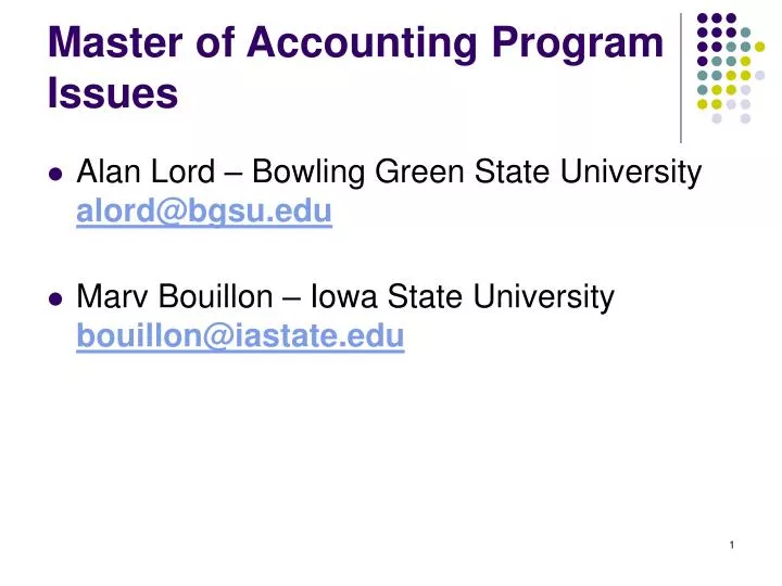 master of accounting program issues