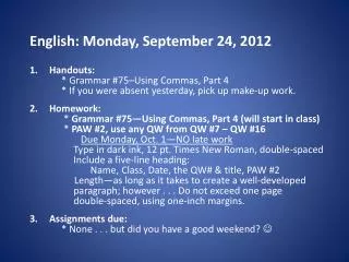 English: Monday, September 24, 2012