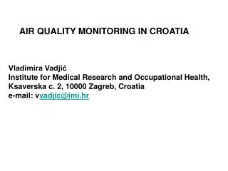 AIR QUALITY MONITORING IN CROATIA