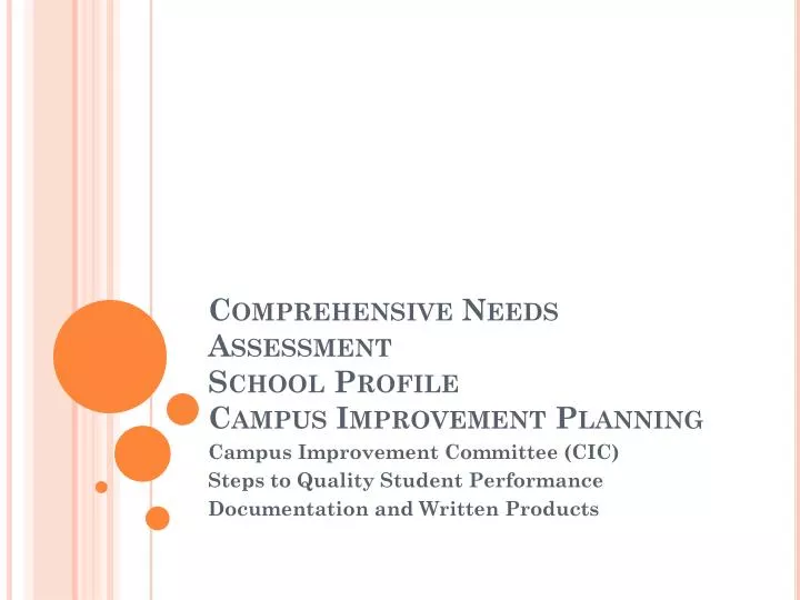 comprehensive needs assessment school profile campus improvement planning