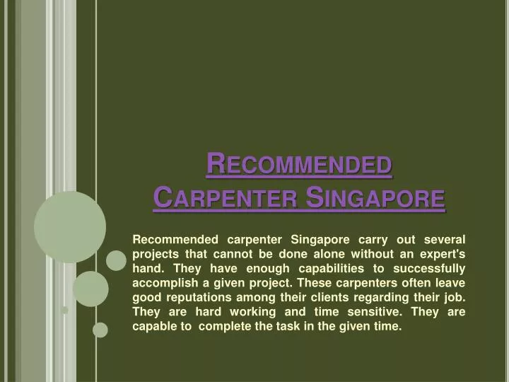 recommended carpenter singapore