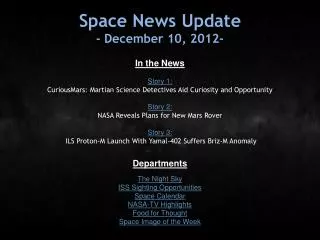Space News Update - December 10, 2012-