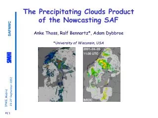 The Precipitating Clouds Product of the Nowcasting SAF Anke Thoss, Ralf Bennartz*, Adam Dybbroe