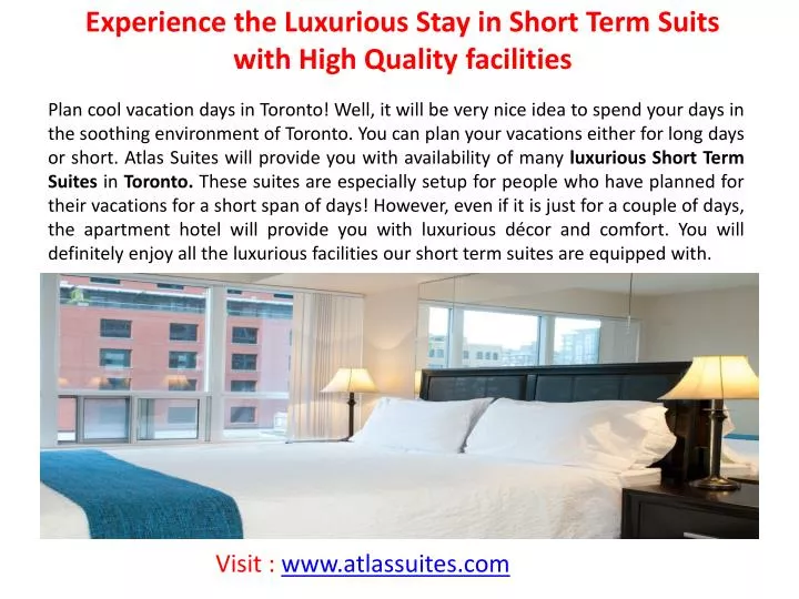 experience the luxurious stay in short term suits with high quality facilities
