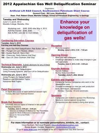 2012 Appalachian Gas Well Deliquification Seminar Organizers: