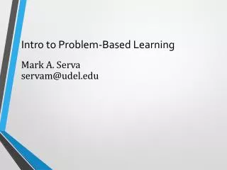 Intro to Problem-Based Learning