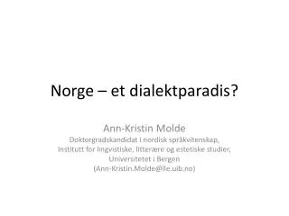 norge et dialektparadis