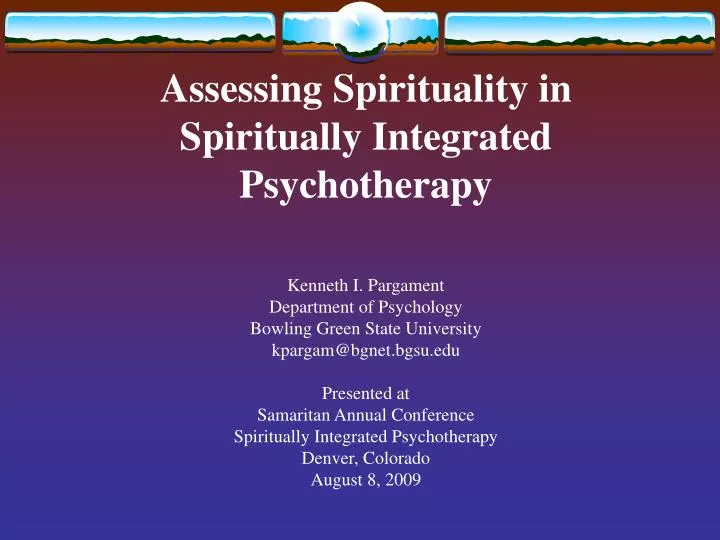 assessing spirituality in spiritually integrated psychotherapy
