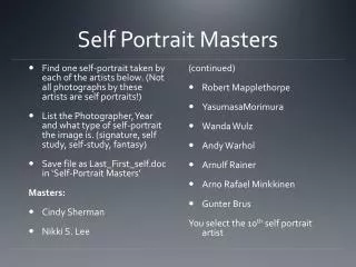 Self Portrait Masters