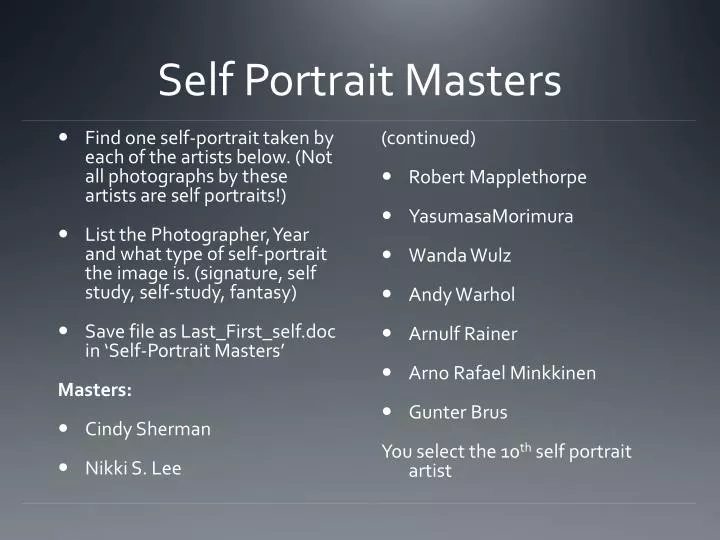 self portrait masters