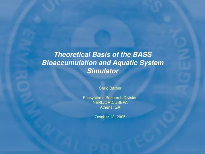 theoretical basis of the bass bioaccumulation and aquatic system simulator