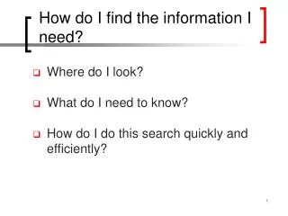 How do I find the information I need?