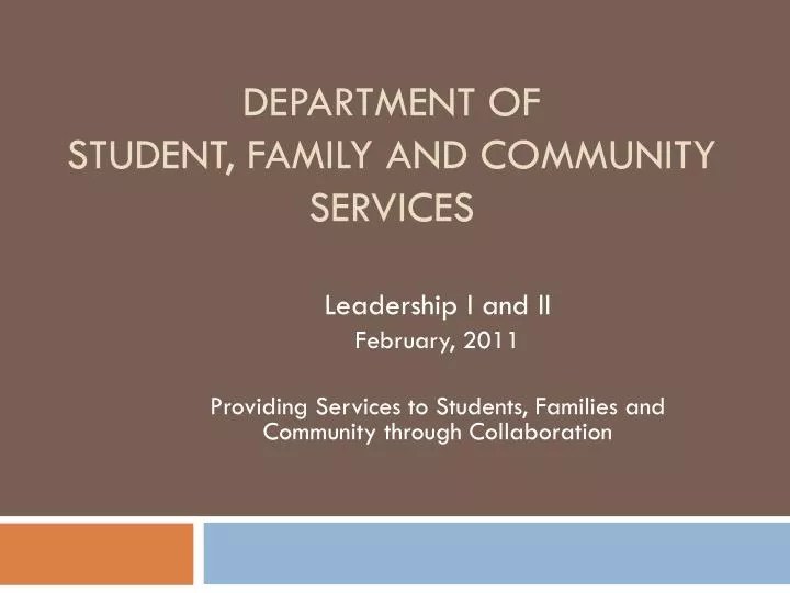 department of student family and community services