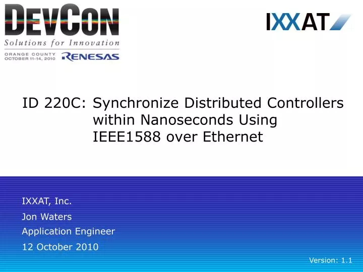 id 220c synchronize distributed controllers within nanoseconds using ieee1588 over ethernet