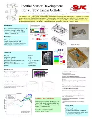 Inertial Sensor Development for a 1 TeV Linear Collider