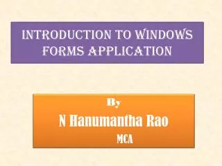 Introduction to Windows Forms Application