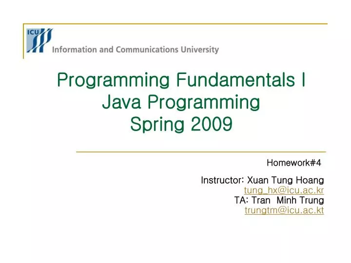 programming fundamentals i java programming spring 2009