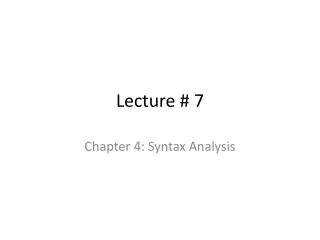 Lecture # 7