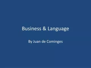 Business &amp; Language