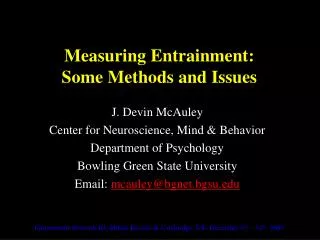 Measuring Entrainment: Some Methods and Issues