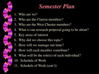 Semester Plan