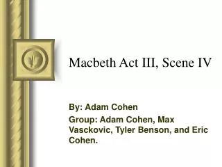 Macbeth Act III, Scene IV