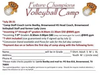 Future Champions Volleyball Camp
