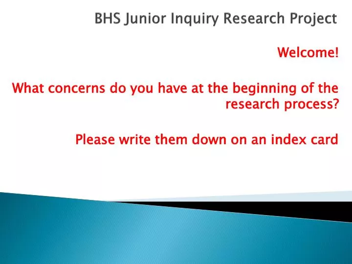 bhs junior inquiry research project