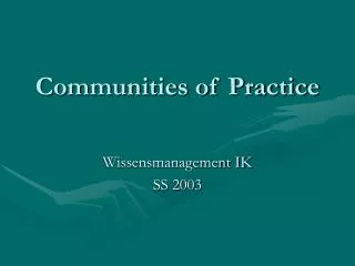 communities of practice