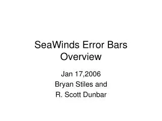 SeaWinds Error Bars Overview